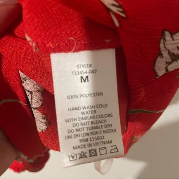 Red Floral Top with Spaghetti Straps - Picture 4 of 9